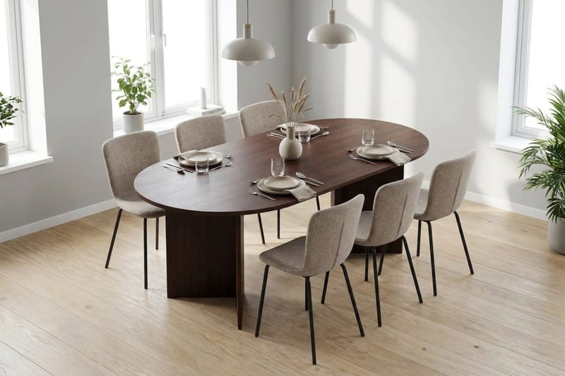Vera Matgrupp rektangulärt 180 cm Valnöt med 6 Katy Matstolar - Valnöt - Möbler - Matplats - Matgrupp & matbord med stolar