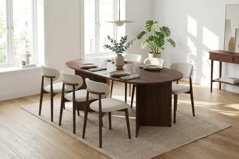 Vera Matgrupp rektangulärt 180 cm Valnöt med 6 Molly Matstolar - Valnöt - Möbler - Matplats - Matgrupp & matbord med stolar