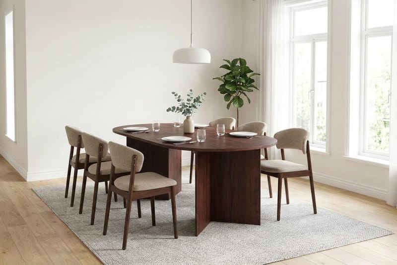 Vera Matgrupp rektangulärt 180 cm Valnöt med 6 Nala Matstolar - Valnöt - Möbler - Matplats - Matgrupp & matbord med stolar