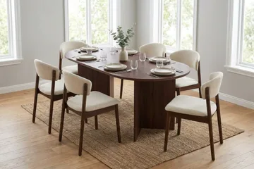 Vera Matgrupp rektangulärt 180 cm Valnöt med 6 Nala Matstolar - Valnöt - Möbler - Matplats - Matgrupp & matbord med stolar