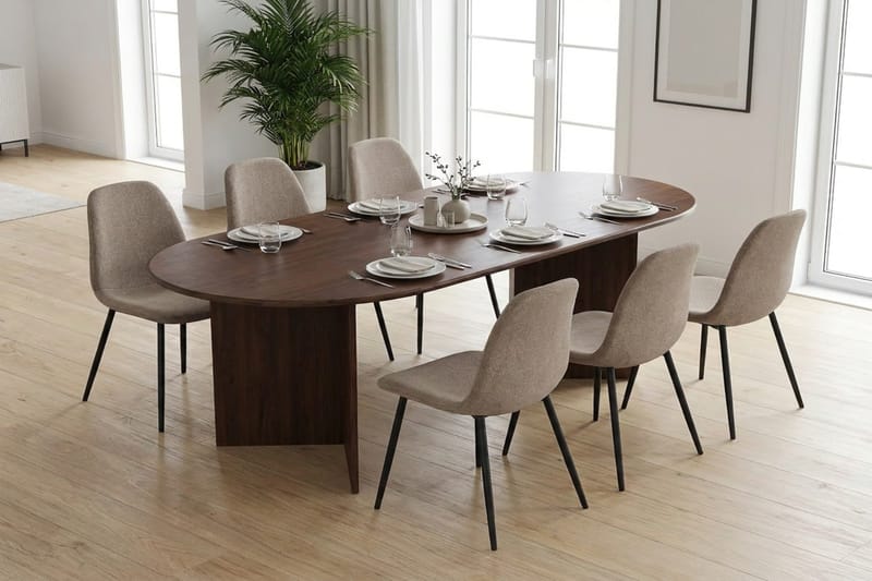 Vera Matgrupp rektangulärt 180 cm Valnöt med 6 Nibe Matstolar - Valnöt - Möbler - Matplats - Matgrupp & matbord med stolar