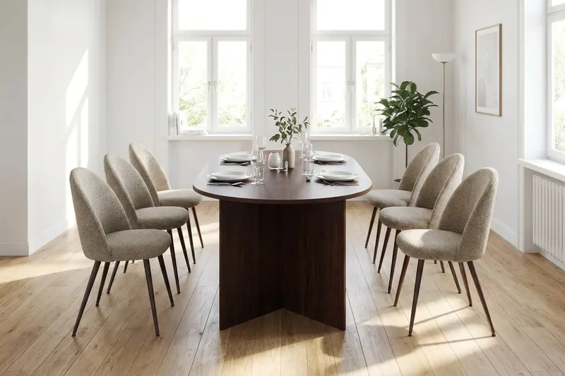 Vera Matgrupp rektangulärt 180 cm Valnöt med 6 Nibe Plus Matstolar - Valnöt - Möbler - Matplats - Matgrupp & matbord med stolar