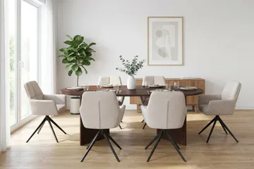 Vera Matgrupp rektangulärt 180 cm Valnöt med 6 Torsby Matstolar - Valnöt - Möbler - Matplats - Matgrupp & matbord med stolar