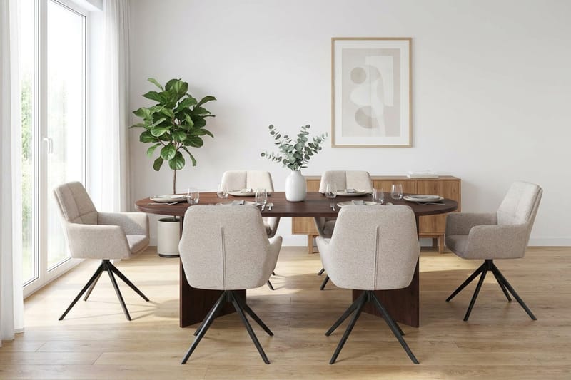 Vera Matgrupp rektangulärt 180 cm Valnöt med 6 Torsby Matstolar - Valnöt - Möbler - Matplats - Matgrupp & matbord med stolar