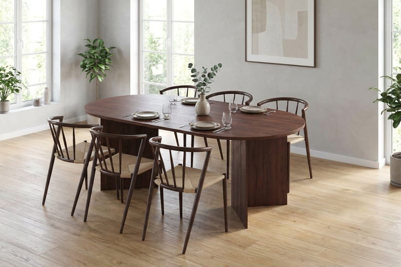 Vera Matgrupp rektangulärt 180 cm Valnöt med 6 Winston Matstolar - Valnöt - Möbler - Matplats - Matgrupp & matbord med stolar