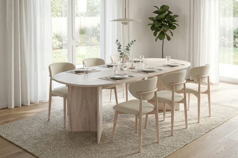 Vera Matgrupp rektangulärt 180 cm Vitlaserad med 6 Molly Matstolar - Vitlaserad - Möbler - Matplats - Matgrupp & matbord med stolar