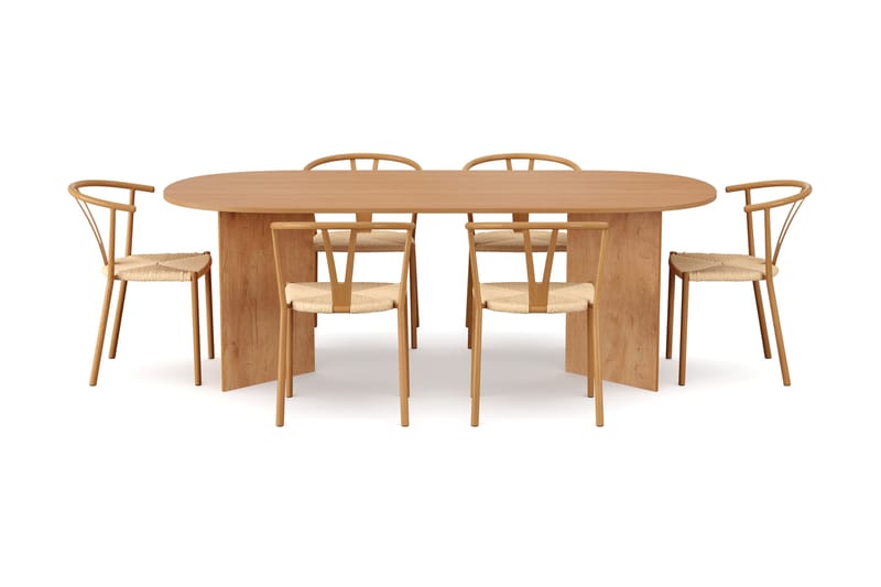 Vera Matgrupp rektangulärt 220 cm Ek med 6 Elysia Matstolar - Ek - Möbler - Matplats - Matgrupp & matbord med stolar