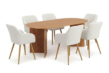 Vera Matgrupp rektangulärt 220 cm Ek med 6 Filippa Matstolar - Ek - Möbler - Matplats - Matgrupp & matbord med stolar