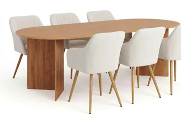 Vera Matgrupp rektangulärt 220 cm Ek med 6 Filippa Matstolar - Ek - Möbler - Matplats - Matgrupp & matbord med stolar
