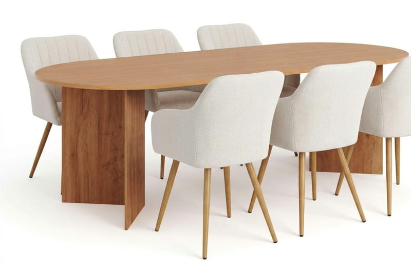 Vera Matgrupp rektangulärt 220 cm Ek med 6 Filippa Matstolar - Ek - Möbler - Matplats - Matgrupp & matbord med stolar