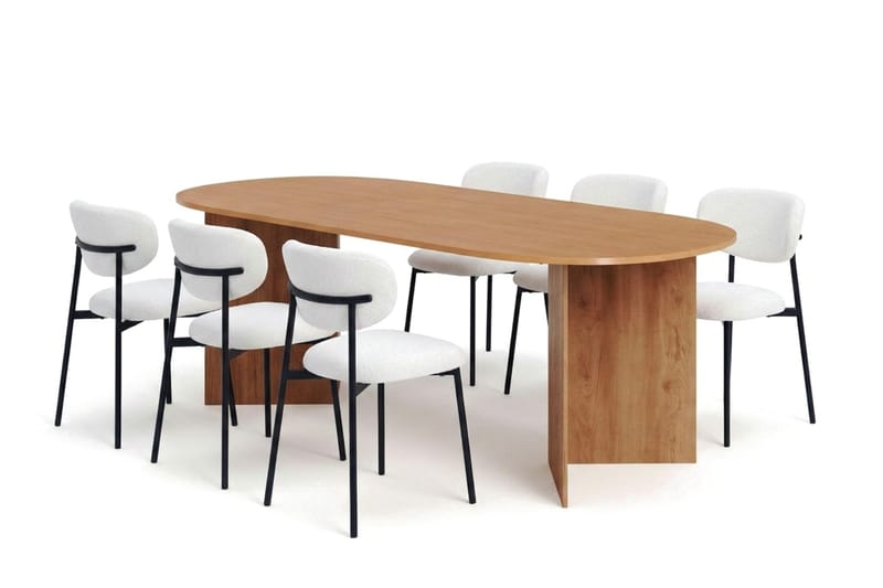 Vera Matgrupp rektangulärt 220 cm Ek med 6 Lucy Matstolar - Ek - Möbler - Matplats - Matgrupp & matbord med stolar