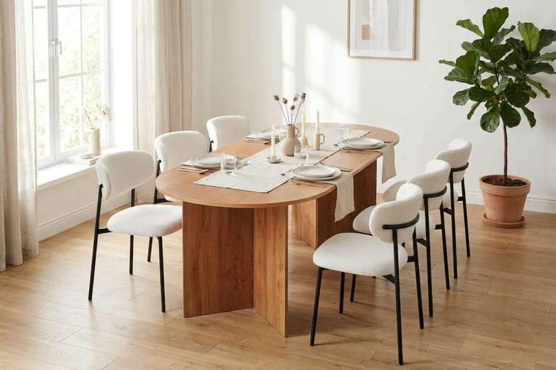 Vera Matgrupp rektangulärt 220 cm Ek med 6 Lucy Matstolar - Ek - Möbler - Matplats - Matgrupp & matbord med stolar