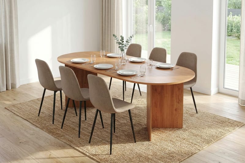 Vera Matgrupp rektangulärt 220 cm Ek med 6 Nibe Matstolar - Ek - Möbler - Matplats - Matgrupp & matbord med stolar