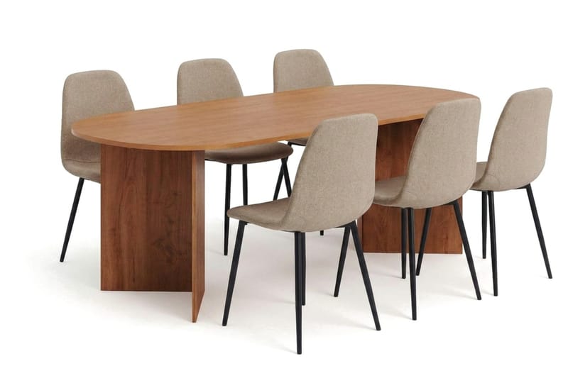 Vera Matgrupp rektangulärt 220 cm Ek med 6 Nibe Matstolar - Ek - Möbler - Matplats - Matgrupp & matbord med stolar