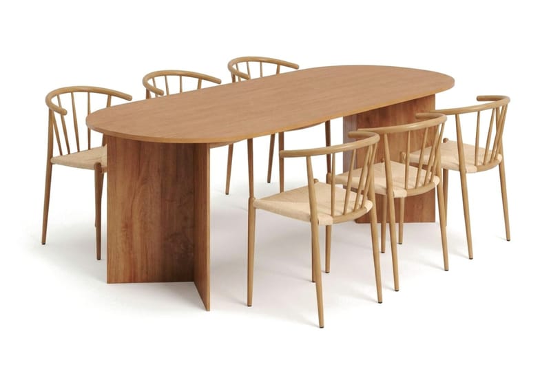 Vera Matgrupp rektangulärt 220 cm Ek med 6 Winston Matstolar - Ek - Möbler - Matplats - Matgrupp & matbord med stolar