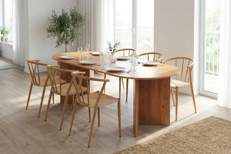 Vera Matgrupp rektangulärt 220 cm Ek med 6 Winston Matstolar - Ek - Möbler - Matplats - Matgrupp & matbord med stolar