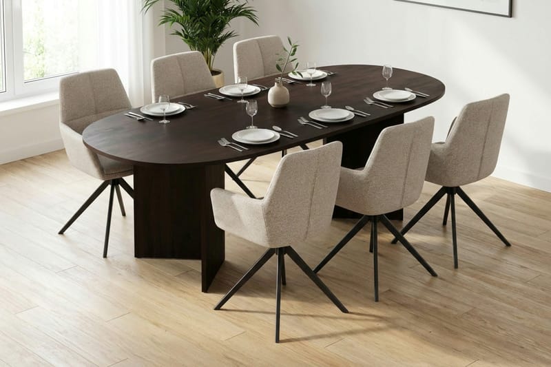 Vera Matgrupp rektangulärt 220 cm Rökt Ek med 6 Torsby Matstolar - Rökt ek - Möbler - Matplats - Matgrupp & matbord med stolar