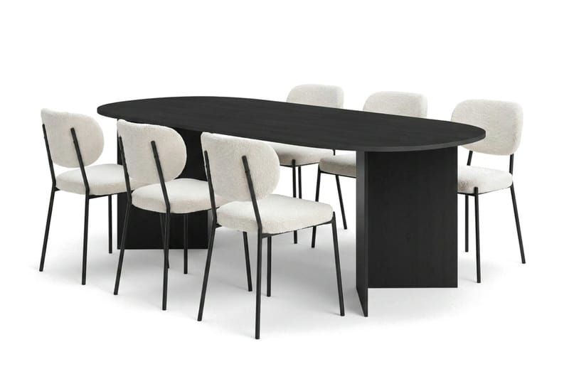 Vera Matgrupp rektangulärt 220 cm Svart med 6 Gemmiano Matstolar - Svart - Möbler - Matplats - Matgrupp & matbord med stolar