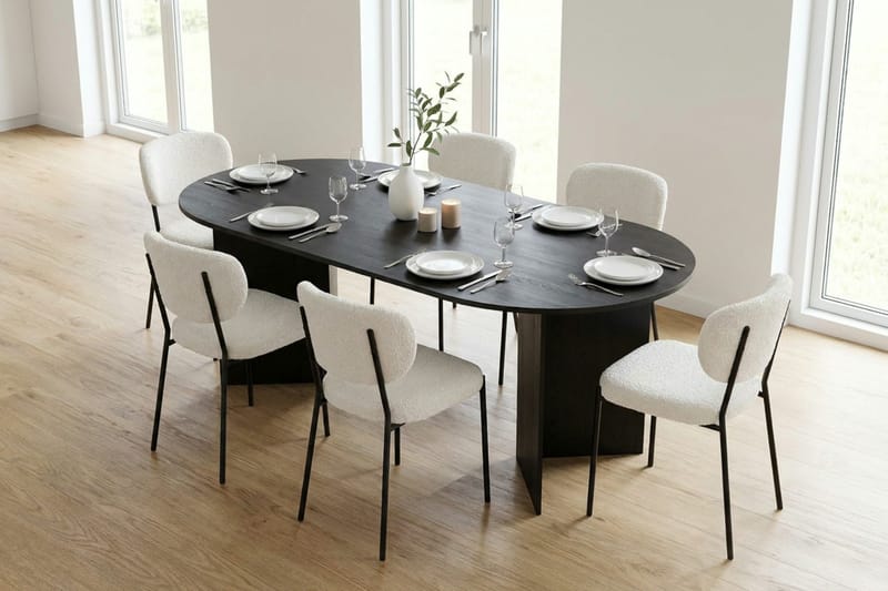 Vera Matgrupp rektangulärt 220 cm Svart med 6 Gemmiano Matstolar - Svart - Möbler - Matplats - Matgrupp & matbord med stolar