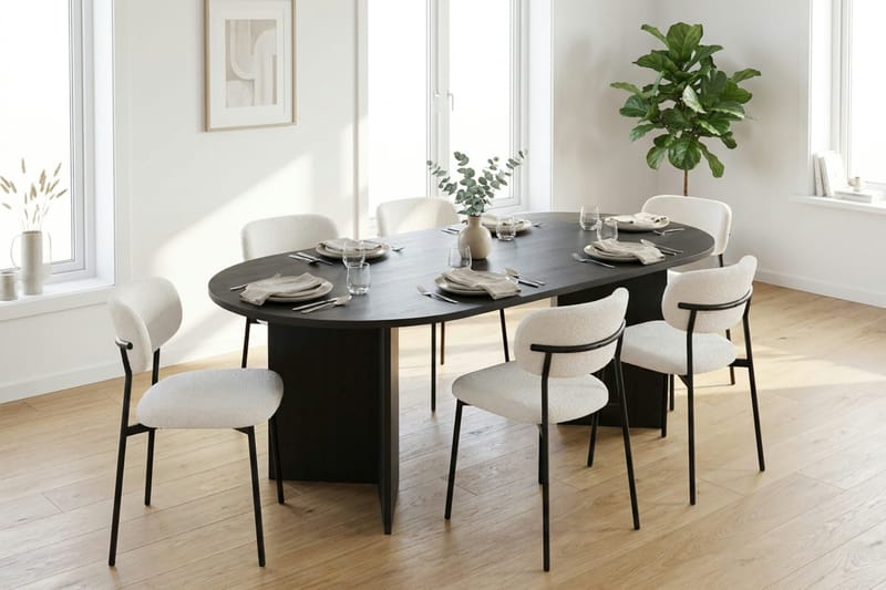 Vera Matgrupp rektangulärt 220 cm Svart med 6 Lucy Matstolar - Svart - Möbler - Matplats - Matgrupp & matbord med stolar