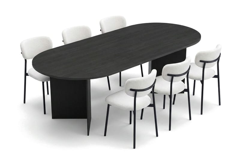 Vera Matgrupp rektangulärt 220 cm Svart med 6 Lucy Matstolar - Svart - Möbler - Matplats - Matgrupp & matbord med stolar
