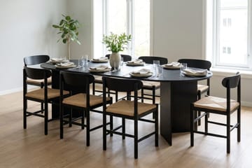 Vera Matgrupp rektangulärt 220 cm Svart med 6 Malte Matstolar - Svartlaserad ek - Möbler - Matplats - Matgrupp & matbord med stolar