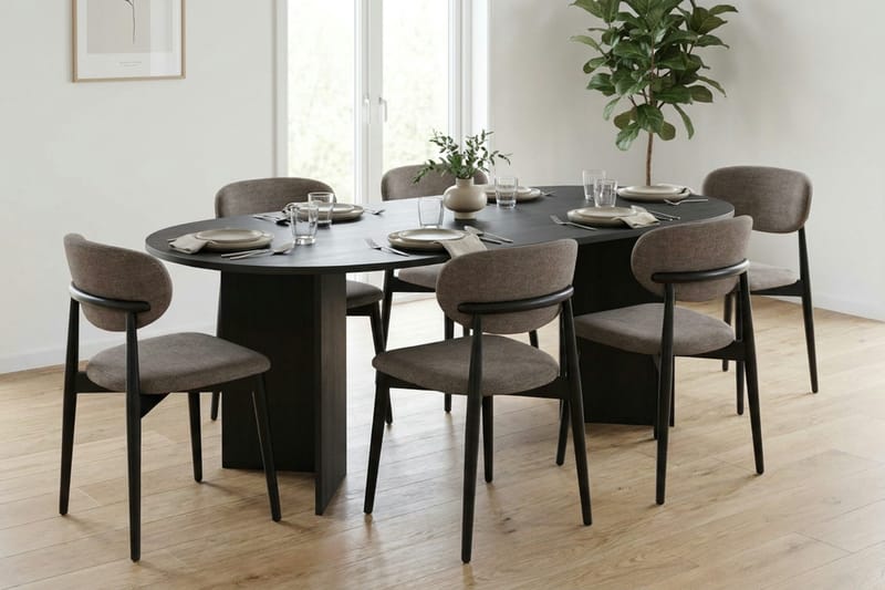 Vera Matgrupp rektangulärt 220 cm Svart med 6 Molly Matstolar - Svart - Möbler - Matplats - Matgrupp & matbord med stolar