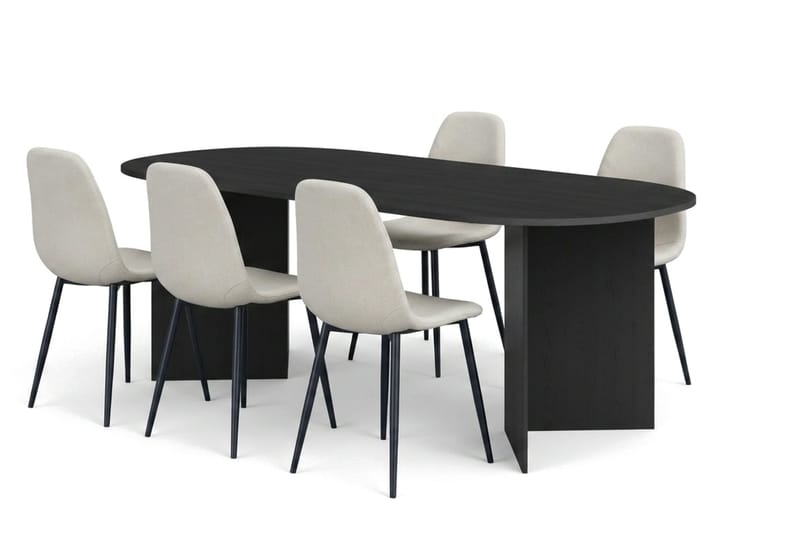 Vera Matgrupp rektangulärt 220 cm Svart med 6 Nibe Matstolar - Svart - Möbler - Matplats - Matgrupp & matbord med stolar