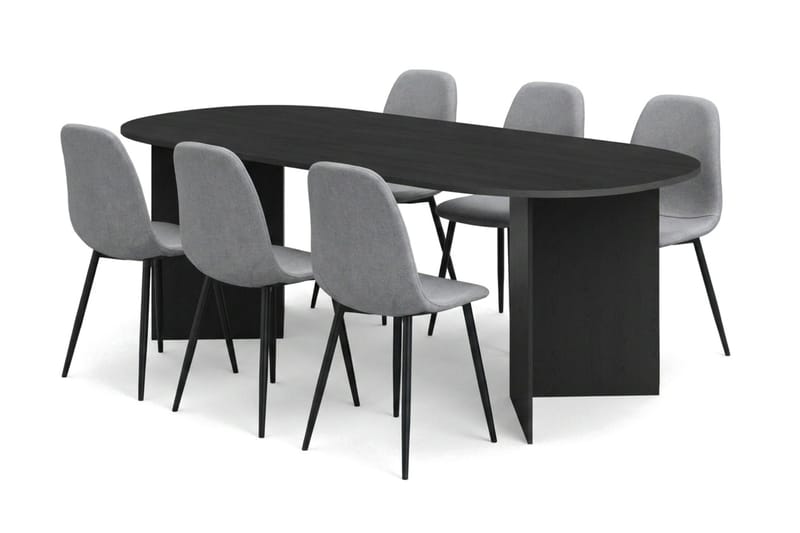 Vera Matgrupp rektangulärt 220 cm Svart med 6 Nibe Matstolar - Svart - Möbler - Matplats - Matgrupp & matbord med stolar