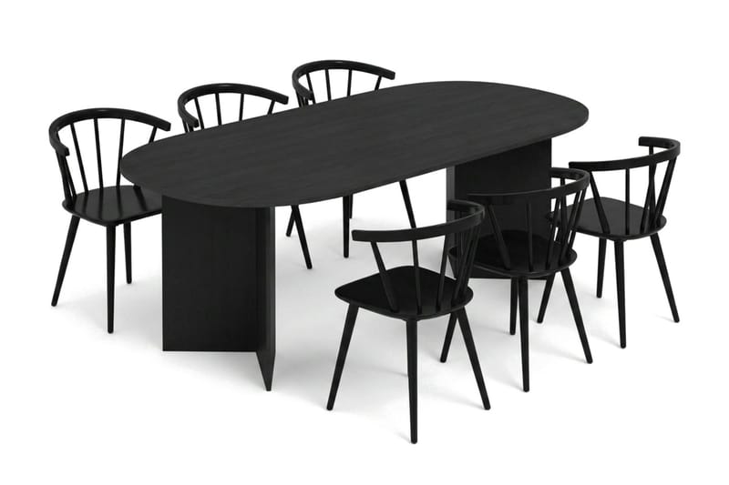 Vera Matgrupp rektangulärt 220 cm Svart med 6 Tyrö Matstolar - Svart - Möbler - Matplats - Matgrupp & matbord med stolar