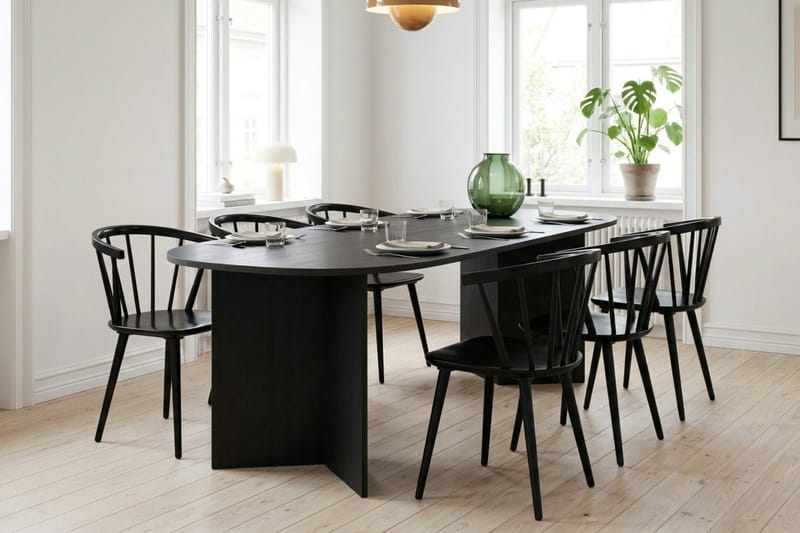 Vera Matgrupp rektangulärt 220 cm Svart med 6 Tyrö Matstolar - Svart - Möbler - Matplats - Matgrupp & matbord med stolar