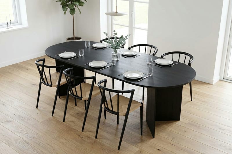 Vera Matgrupp rektangulärt 220 cm Svart med 6 Winston Matstolar - Svart - Möbler - Matplats - Matgrupp & matbord med stolar