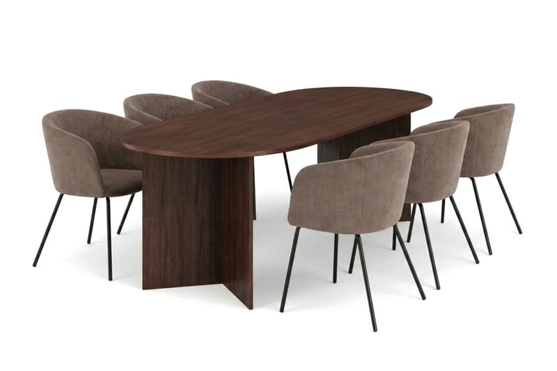 Vera Matgrupp rektangulärt 220 cm Valnöt med 6 Berit Matstolar - Valnöt - Möbler - Matplats - Matgrupp & matbord med stolar