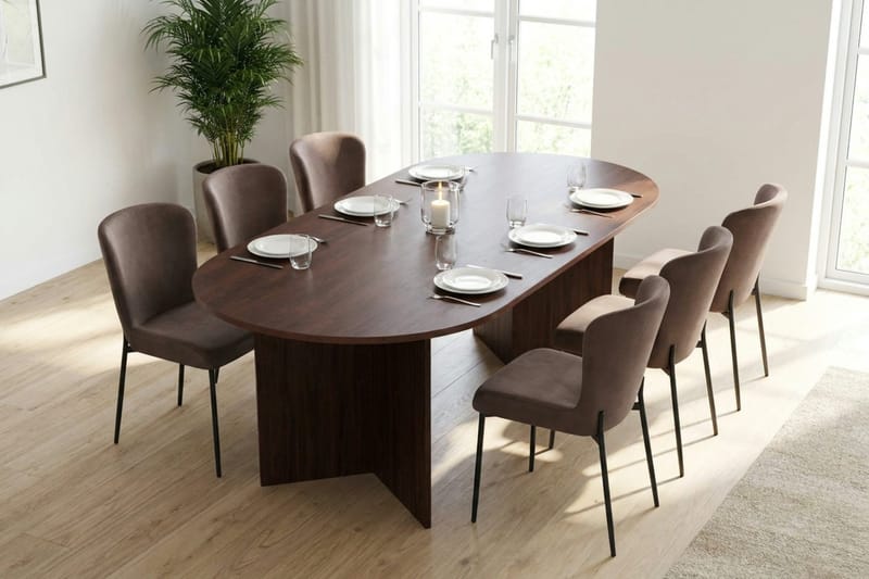 Vera Matgrupp rektangulärt 220 cm Valnöt med 6 Elsie Matstolar - Valnöt/Brun - Möbler - Matplats - Matgrupp & matbord med stolar