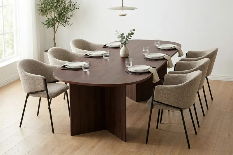 Vera Matgrupp rektangulärt 220 cm Valnöt med 6 Filip Matstolar - Valnöt - Möbler - Matplats - Matgrupp & matbord med stolar