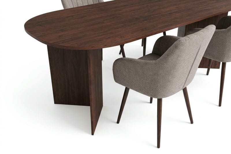Vera Matgrupp rektangulärt 220 cm Valnöt med 6 Filippa Matstolar - Valnöt - Möbler - Matplats - Matgrupp & matbord med stolar