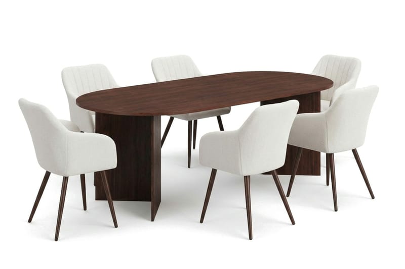 Vera Matgrupp rektangulärt 220 cm Valnöt med 6 Filippa Matstolar - Valnöt - Möbler - Matplats - Matgrupp & matbord med stolar