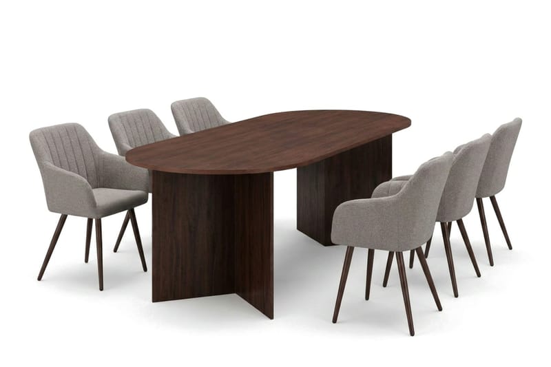 Vera Matgrupp rektangulärt 220 cm Valnöt med 6 Filippa Matstolar - Valnöt - Möbler - Matplats - Matgrupp & matbord med stolar