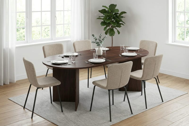 Vera Matgrupp rektangulärt 220 cm Valnöt med 6 Katy Matstolar - Valnöt - Möbler - Matplats - Matgrupp & matbord med stolar