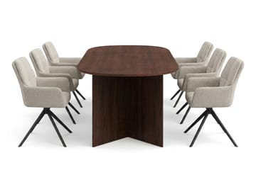 Vera Matgrupp rektangulärt 220 cm Valnöt med 6 Torsby Matstolar - Valnöt - Möbler - Matplats - Matgrupp & matbord med stolar