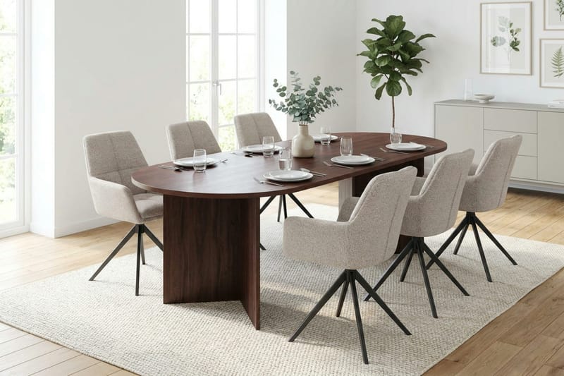 Vera Matgrupp rektangulärt 220 cm Valnöt med 6 Torsby Matstolar - Valnöt - Möbler - Matplats - Matgrupp & matbord med stolar