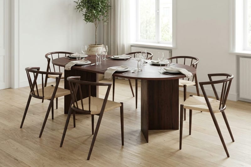 Vera Matgrupp rektangulärt 220 cm Valnöt med 6 Winston Matstolar - Valnöt - Möbler - Matplats - Matgrupp & matbord med stolar