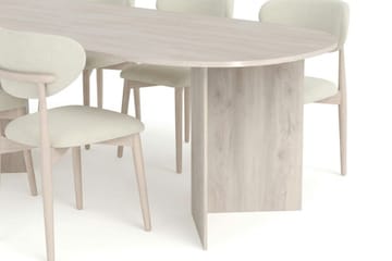 Vera Matgrupp rektangulärt 220 cm Vitlaserad med 6 Molly Matstolar - Vitlaserad ek - Möbler - Matplats - Matgrupp & matbord med stolar