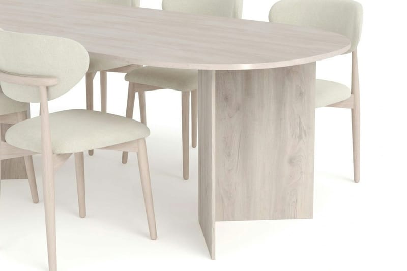 Vera Matgrupp rektangulärt 220 cm Vitlaserad med 6 Molly Matstolar - Vitlaserad ek - Möbler - Matplats - Matgrupp & matbord med stolar