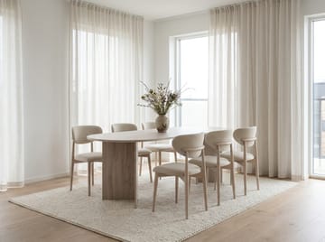 Vera Matgrupp rektangulärt 220 cm Vitlaserad med 6 Molly Matstolar - Vitlaserad ek - Möbler - Matplats - Matgrupp & matbord med stolar