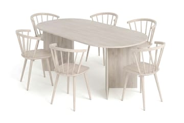 Vera Matgrupp rektangulärt 220 cm Vitlaserad med 6 Tyrö Matstolar - Vitlaserad ek - Möbler - Matplats - Matgrupp & matbord med stolar