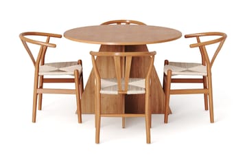 Vera Matgrupp runt 110 cm Ek med 4 Dastoori Matstolar - Ek - Möbler - Matplats - Matgrupp & matbord med stolar