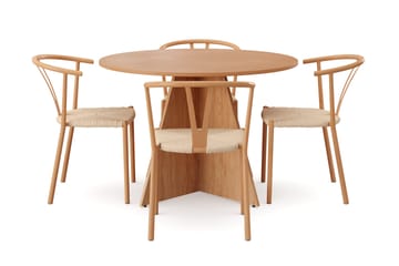 Vera Matgrupp runt 110 cm Ek med 4 Elysia Matstolar - Ek - Möbler - Matplats - Matgrupp & matbord med stolar