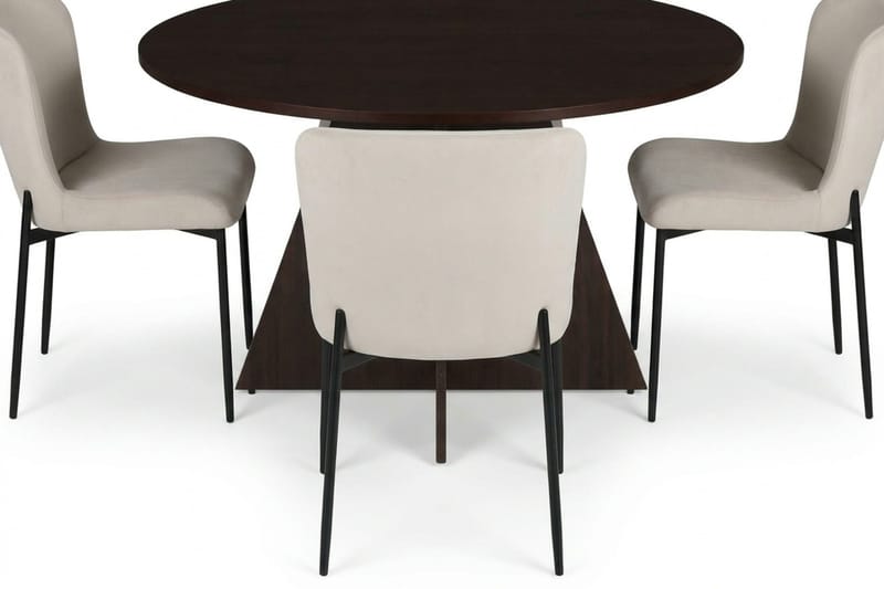 Vera Matgrupp runt 110 cm Rökt Ek med 4 Elsie Matstolar - Rökt ek/Beige - Möbler - Matplats - Matgrupp & matbord med stolar
