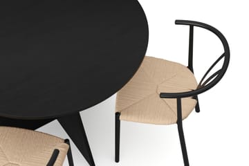 Vera Matgrupp runt 110 cm Svart med 4 Elysia Matstolar - Svartlaserad ek - Möbler - Matplats - Matgrupp & matbord med stolar
